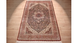 Hand-knotted chinese pure silk carpet 240x155 cm Blue