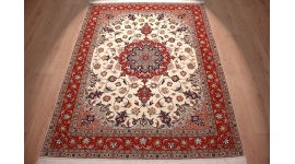 Persian carpet "Taabriz" with Silk 204x156 cm Beige