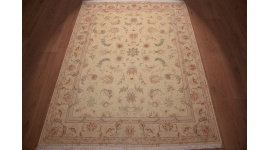 Persian carpet "Taabriz" with Silk 199x147 cm Beige