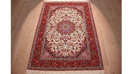 Perser Teppich "Isfahan" mit Seide 156x107 cm Beige