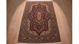 Persian carpet "Ghom" virgin wool 224x144 cm Dark blue