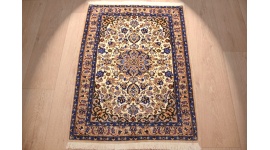 Perser Teppich Isfahan auf Seide 91x68 cm Beige