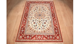 Persian carpet Isfahan with silk 164x109 cm Beige