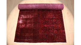"Vintage" carpet modern used lokk overdyed Red 310x100 cm