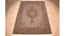 Persian carpet Tabriz mahi with Silk 210x154 cm Beige