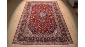 Hand-knotted Persian carpet "Kashan" virgin wool 374x247 Red