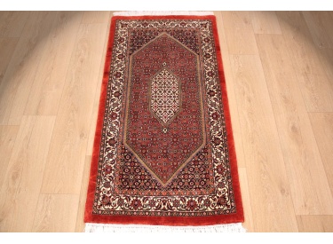 Perser Teppich Bidjar  mit Seide 143x71 cm Rot