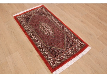 Persian carpet Bidjar with silk 143x71 cm Red