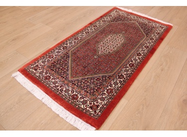 Perser Teppich Bidjar  mit Seide 143x71 cm Rot