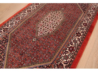 Persian carpet Bidjar with silk 143x71 cm Red