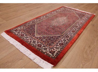 Persian carpet Bidjar with silk 143x71 cm Red