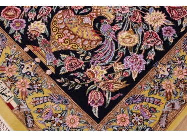 Perser Teppich "Isfahan" Kette aus Seide 116x80 cm Grün