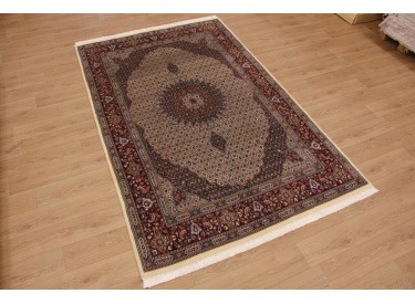 Persian carpet "Moud" with silk 307x200 cm Beige