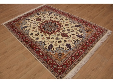Persian carpet "Taabriz" with Silk 215x155 cm Beige