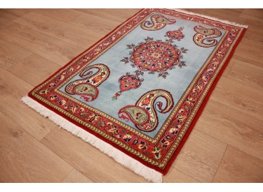 Persian carpet "Ghom" virgin wool 125x78 cm Blue