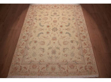 Persian carpet "Taabriz" with Silk 199x147 cm Beige