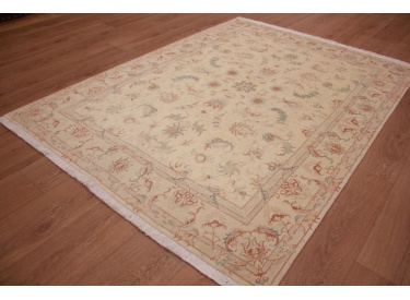 Persian carpet "Taabriz" with Silk 199x147 cm Beige