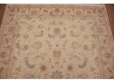 Persian carpet "Taabriz" with Silk 199x147 cm Beige