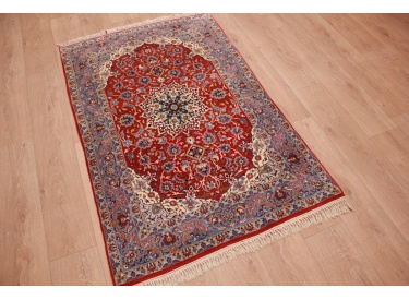 Persian carpet "Isfahan" with silk 160x104 cm Red