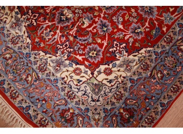 Persian carpet "Isfahan" with silk 160x104 cm Red