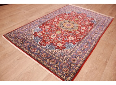 Persian carpet "Isfahan" with silk 162x105 cm Red