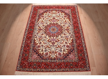 Persian carpet "Isfahan" with silk 156x107 cm Beige