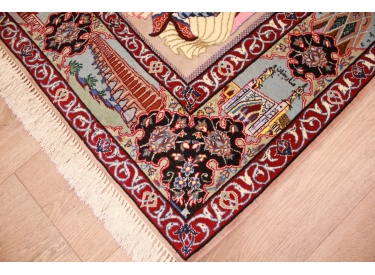 Persian carpet "Isfahan" with silk 165x110 cm dancing design