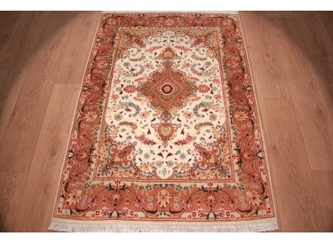 Persian carpet "Taabriz" with Silk 148x101 cm Beige