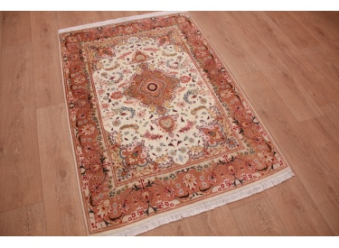 Persian carpet "Taabriz" with Silk 148x101 cm Beige