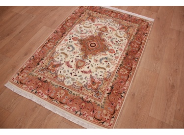 Persian carpet "Taabriz" with Silk 148x101 cm Beige