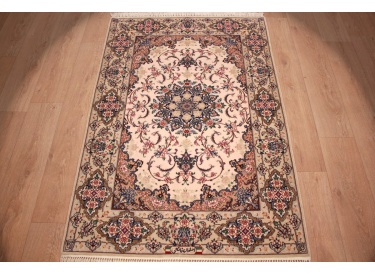 Persian carpet "Esfahan" with silk 168x112 cm Beige