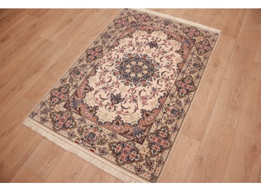 Persian carpet "Esfahan" with silk 168x112 cm Beige