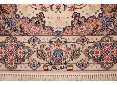 Persian carpet "Esfahan" with silk 168x112 cm Beige