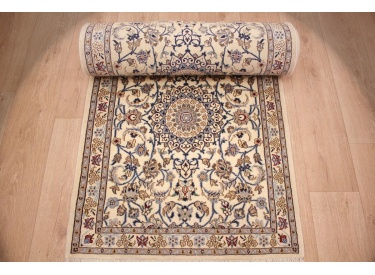 Perserteppich Nain 9la Läufer mit Seide 392x82 cm Beige