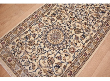 Perserteppich Nain 9la Läufer mit Seide 392x82 cm Beige