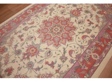 Persian carpet Tabriz with Silk 229x149 cm Beige