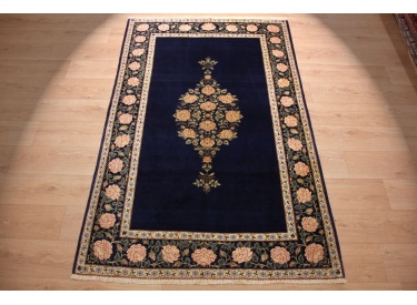 Persian carpet Ghom virgin wool 210x134 cm Dark blue