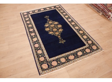 Persian carpet Ghom virgin wool 210x134 cm Dark blue