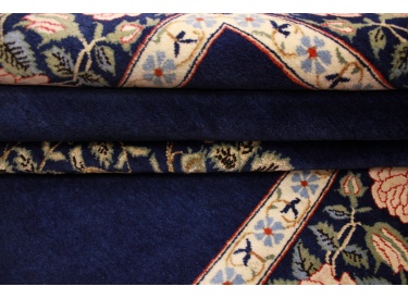 Persian carpet Ghom virgin wool 210x134 cm Dark blue