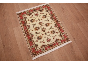 Tabriz Persian carpet  with Silk 78x60 cm Beige