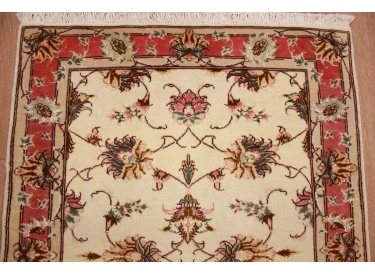 Tabriz Persian carpet  with Silk 78x60 cm Beige