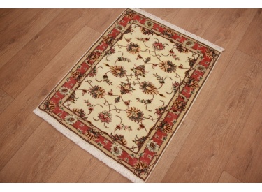 Tabriz Persian carpet  with Silk 78x60 cm Beige