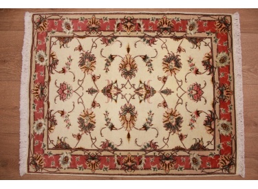 Tabriz Persian carpet  with Silk 78x60 cm Beige