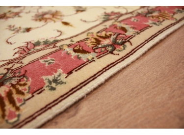 Tabriz Persian carpet  with Silk 78x60 cm Beige