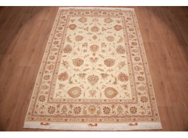 Persian carpet Tabriz with silk 244x165 cm Beige