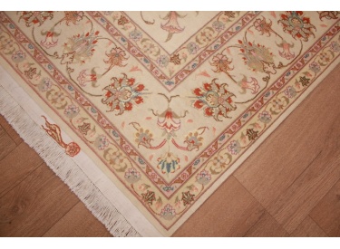 Persian carpet Tabriz with silk 244x165 cm Beige