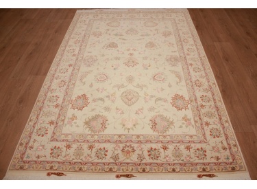 Persian carpet Tabriz with silk 244x165 cm Beige