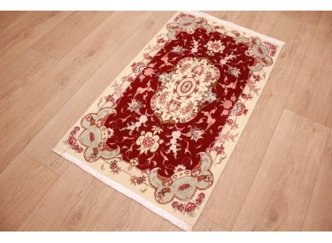 Persian carpet Tabriz with Silk 97x57 cm Red