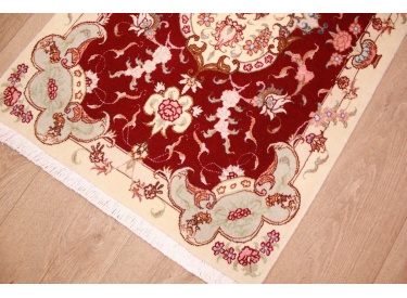 Persian carpet Tabriz with Silk 85x61 cm Red