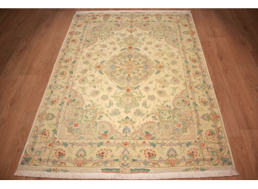 Persian carpet Tabriz with Silk205x157 cm Beige